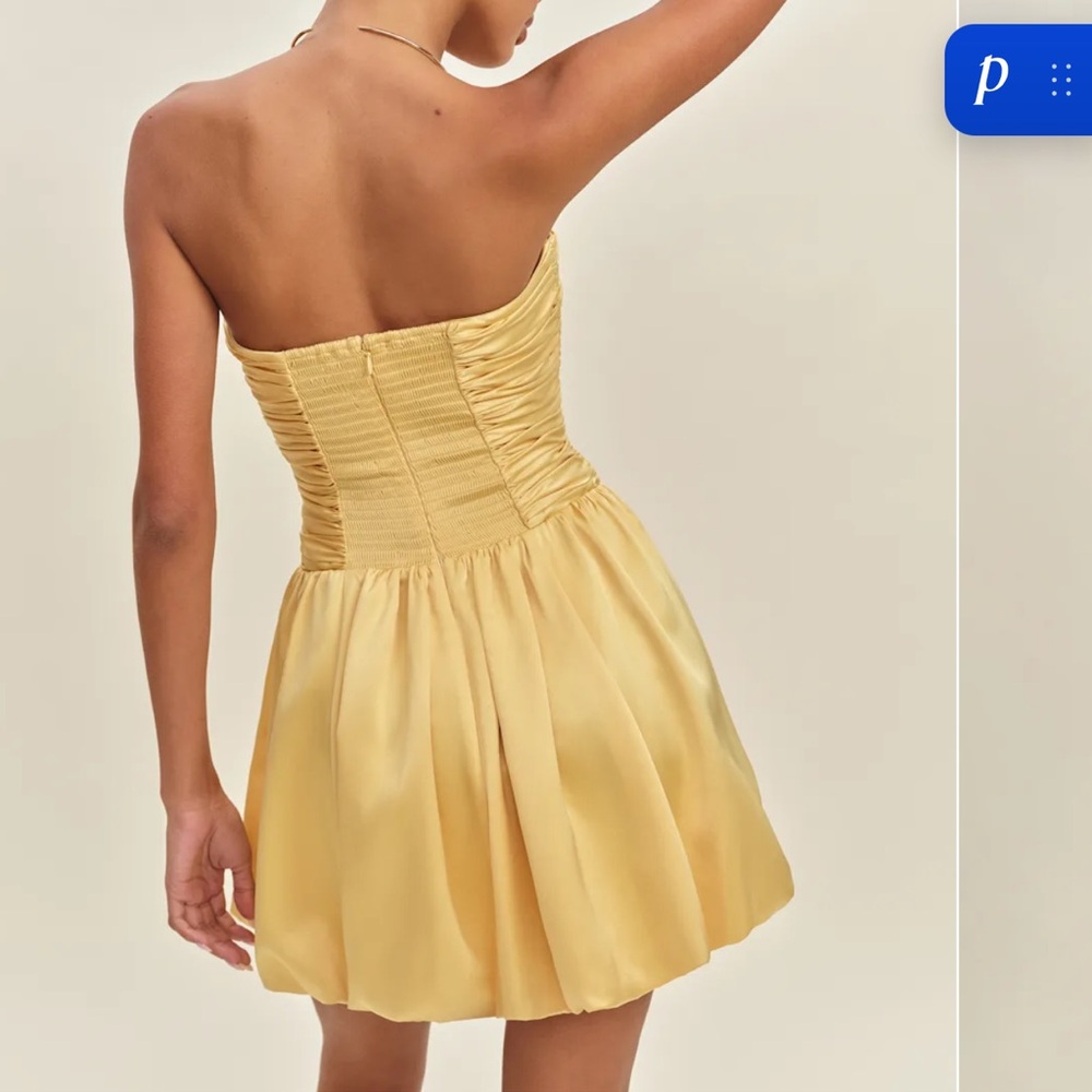 Reformation Clea Satin Dress Yellow - Size 6 - Picture 3 of 6